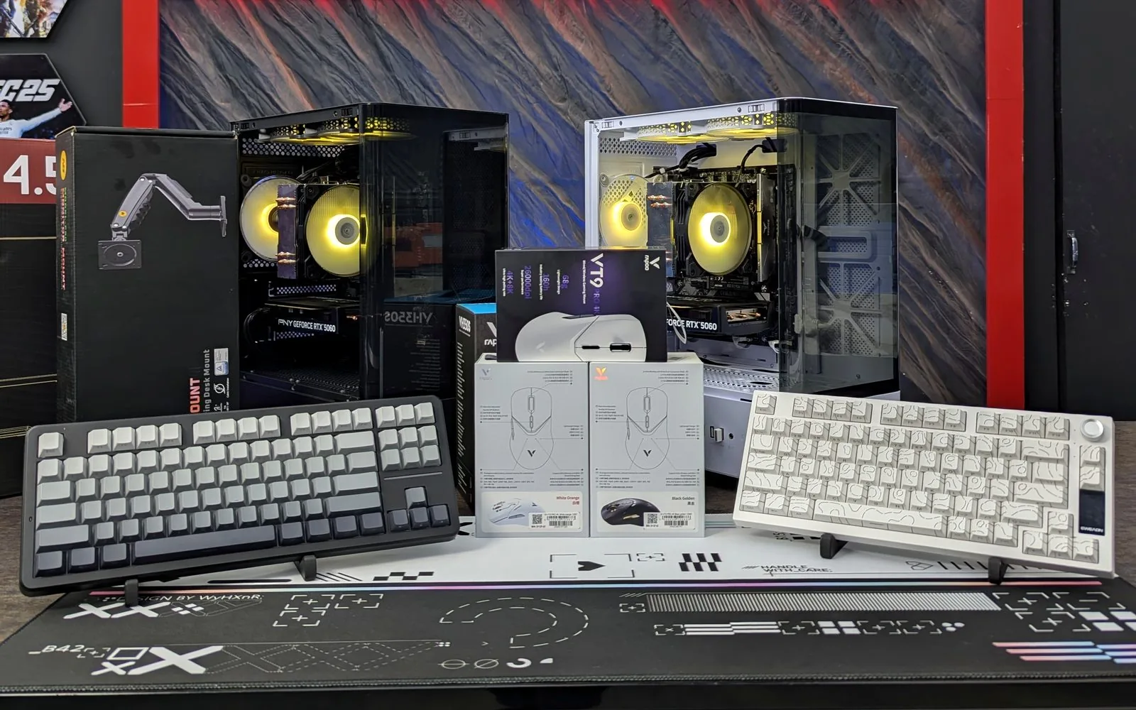 Ryzen 5 7500F + RTX 5060 to'liq setup: kompyuter, klaviatura, sichqoncha, quloqchin, kronshteyn va kovrik